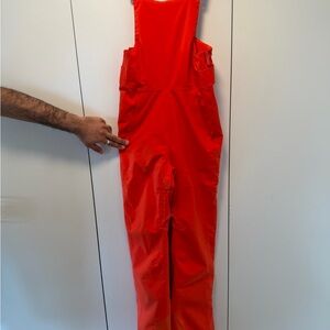Women's Bright Red ski Bib Overalls